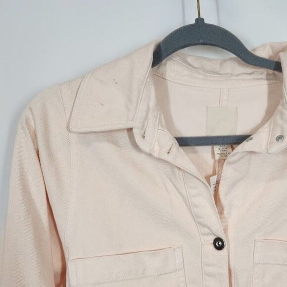 H&M Long Denim Shirt Jacket in Light Pink - Size Small - Picture 11 of 11
